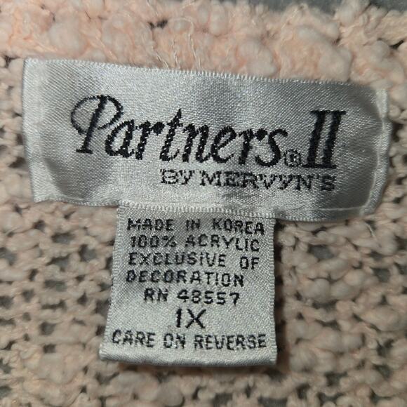 Vtg Mervyns Partners Women 1X Knit Sweater Chunky 3D Pastel Abstract Dragon 80s - Picture 2 of 11